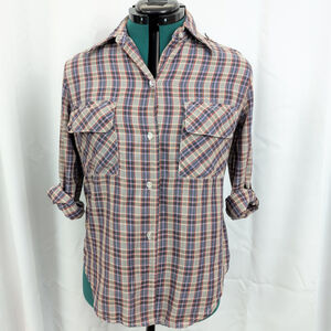 70's Miss Chris California Tropical Styled Plaid Shirt